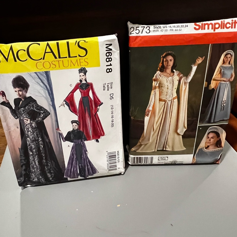 McCall's & Simplicity Costume Pattern Set Villain Maleficent Medieval Maiden